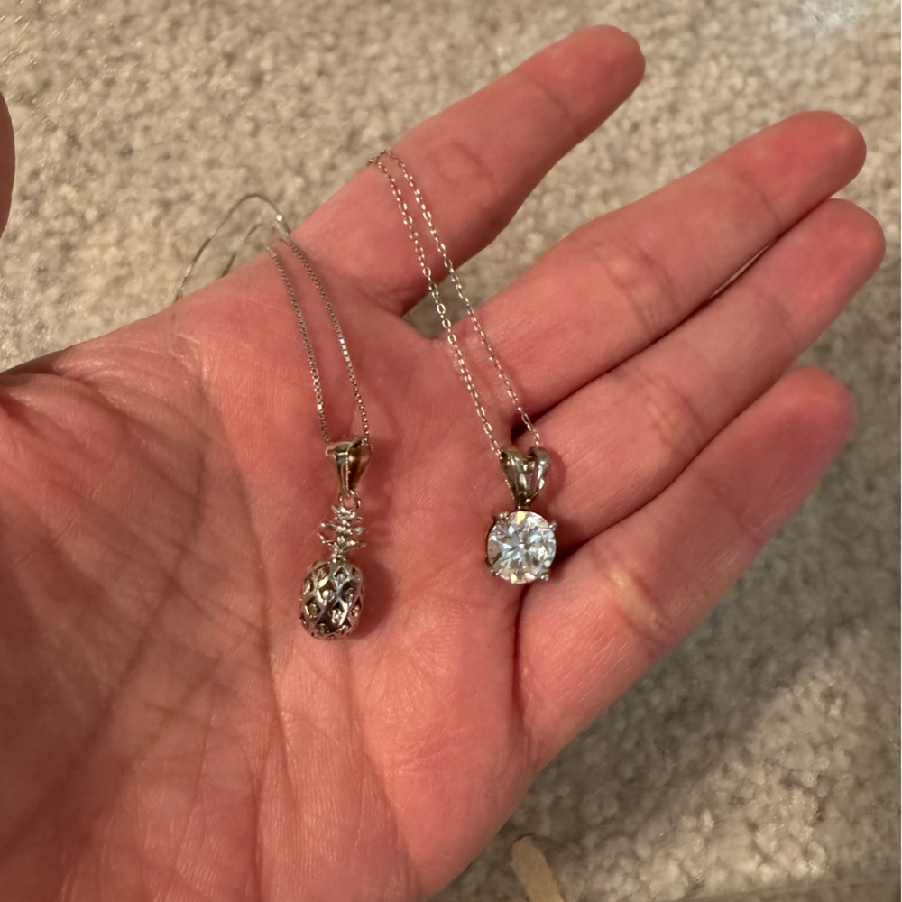 Silver 925 16” Necklaces Lauren Conrad Pineapple & No Brand Cubic Zirconia Women